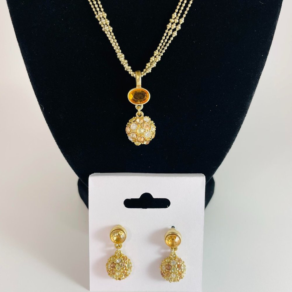 Liz & Co. Gold Layered Necklace & Earring Set
